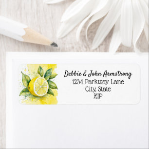 Watercolor Lemon Fruit Modern Return Address 