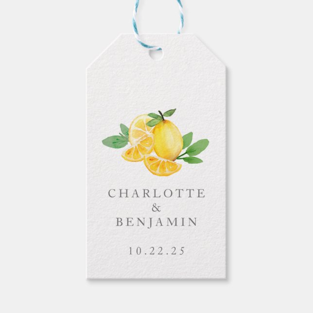 Watercolor Lemon Fruit Personalised  Gift Tags (Front)