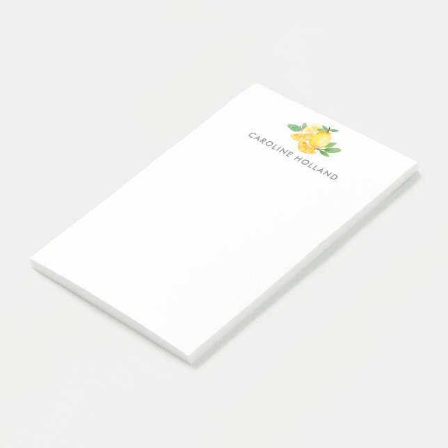 Watercolor Lemon Fruit Personalised Stationery Post-it Notes (Angled)