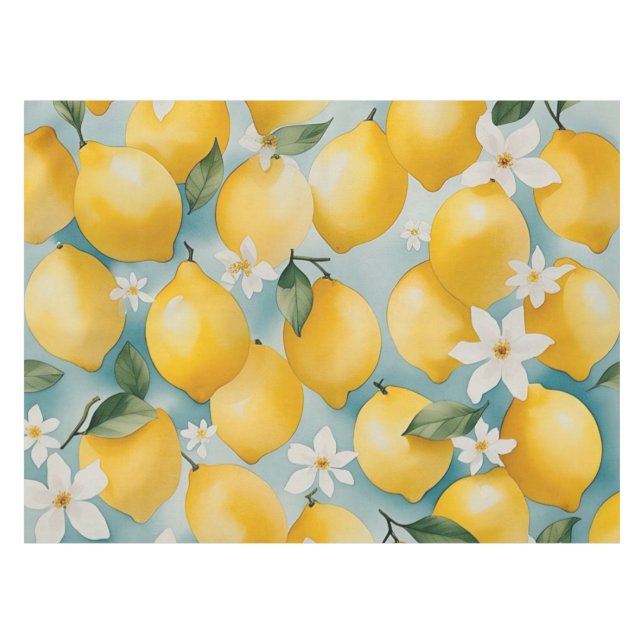 Watercolor Lemon/fruit  Tablecloth (Front (Horizontal))