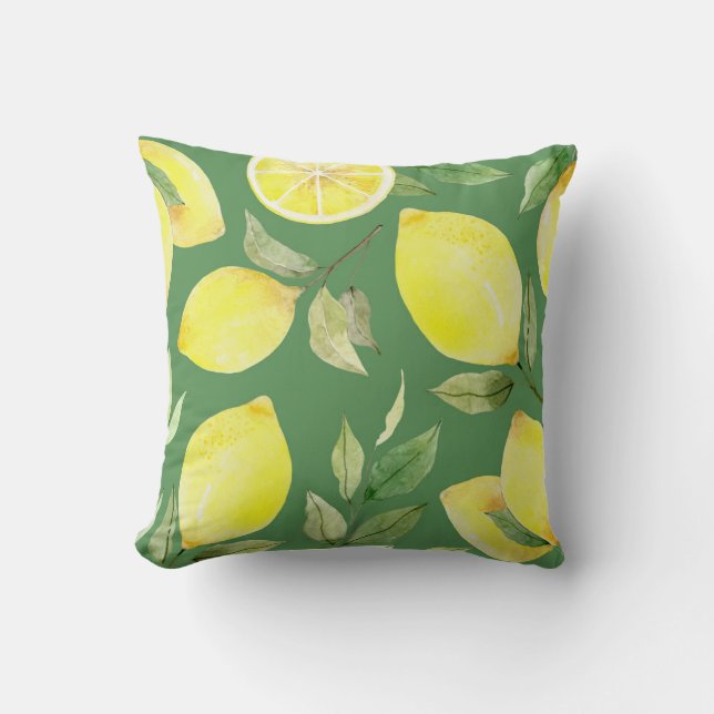 Watercolor lemon, fruit wallpaper pattern. cushion (Front)