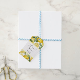 Watercolor Lemon Garden White Wedding Gift Tags