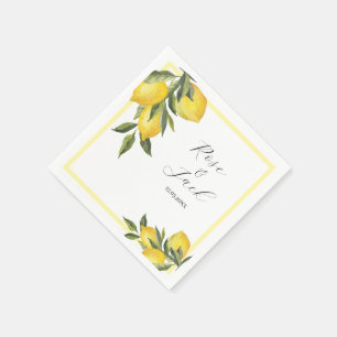 Watercolor Lemon Garden White Wedding Napkin