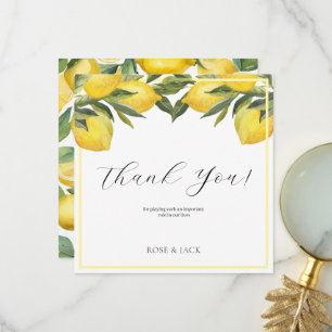 Watercolor Lemon Garden White Wedding Thank You Card