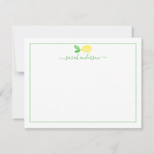 Watercolor Lemon Green Border Personalised Card