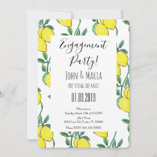 Watercolor Lemon Green Bunch Engagement Party   Invitation