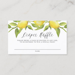 Watercolor Lemon Greenery Diaper Raffle Card