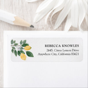 Watercolor Lemon & Greenery Return Address