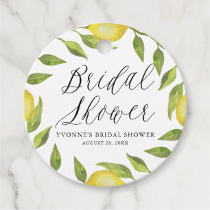 Watercolor Lemon Greenery Wreath Bridal Shower Favour Tags