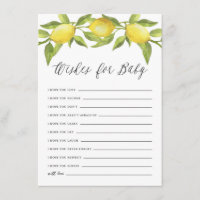 Watercolor Lemon Greenery Wreath Wishes for Baby