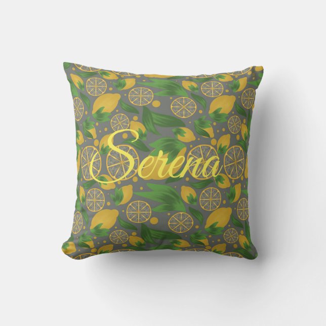 Watercolor Lemon Grey Fruit Personalised  Cushion (Front)