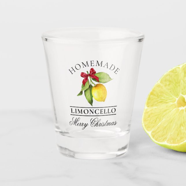 Watercolor Lemon Homemade Limoncello Christmas Shot Glass (Front)