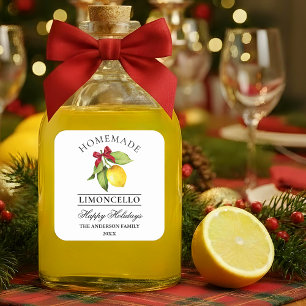 Watercolor Lemon Homemade Limoncello Holiday  Square Sticker