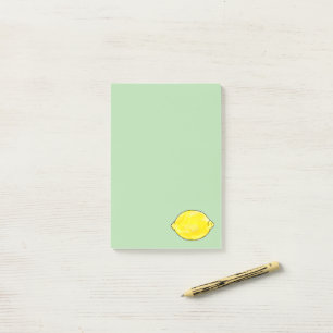 watercolor lemon in green post-it notes