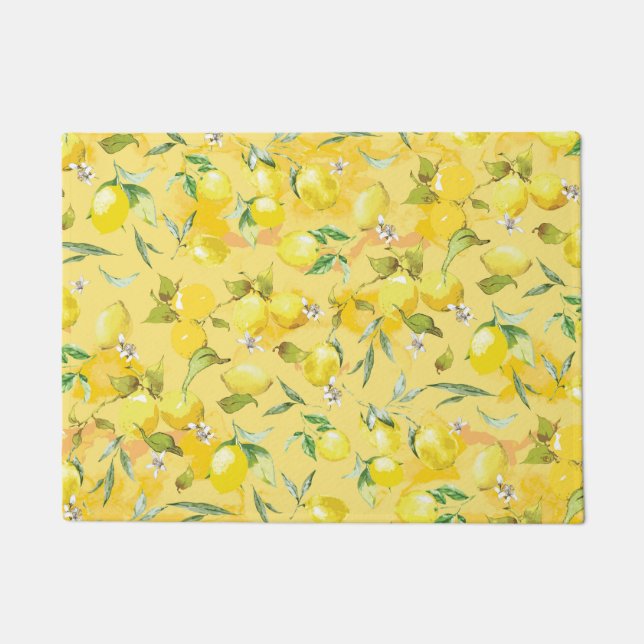 Watercolor lemon IV Doormat (Front)