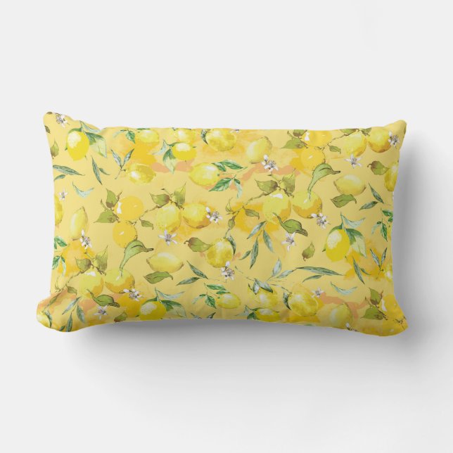 Watercolor lemon IV Lumbar Cushion (Front)