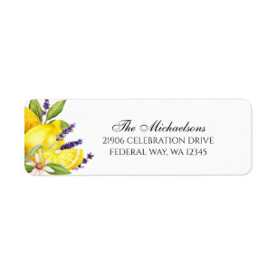 Watercolor Lemon Lavender Boho Return Address