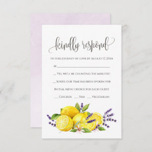 Watercolor Lemon Lavender Boho RSVP Enclosure Card