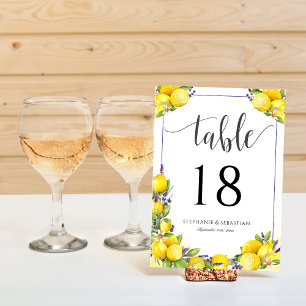 Watercolor Lemon Lavender Boho Table Number