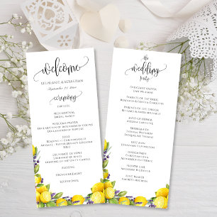 Watercolor Lemon Lavender Boho Wedding Program