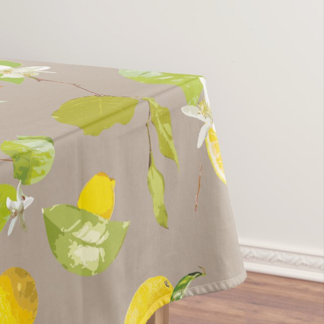 Watercolor Lemon & Leaves 11 Tablecloth (In Situ)