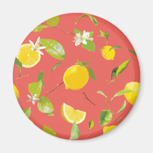 Watercolor Lemon & Leaves 12 Magnet