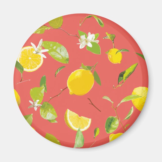 Watercolor Lemon & Leaves 12 Magnet (Front)