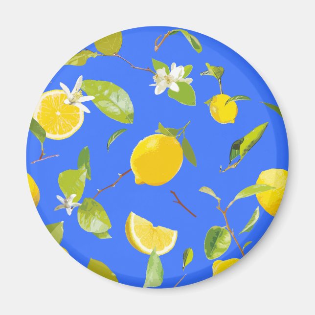 Watercolor Lemon & Leaves 13 Magnet (Front)