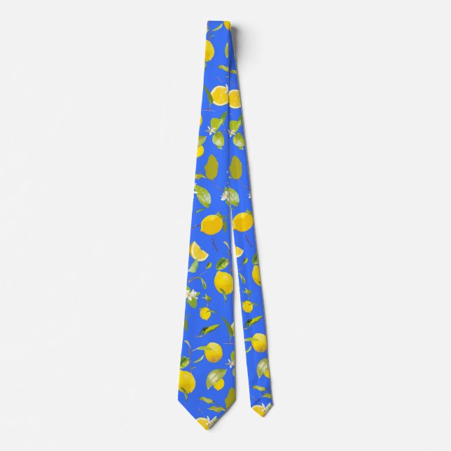 Watercolor Lemon & Leaves 13 Tie (Front)