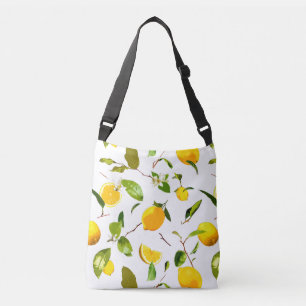 Watercolor Lemon & Leaves 16 Crossbody Bag