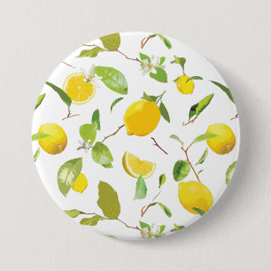 Watercolor Lemon & Leaves 2 7.5 Cm Round Badge