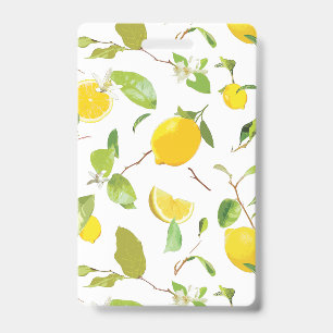 Watercolor Lemon & Leaves 2 ID Badge