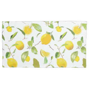 Watercolor Lemon & Leaves 2 Pillowcase