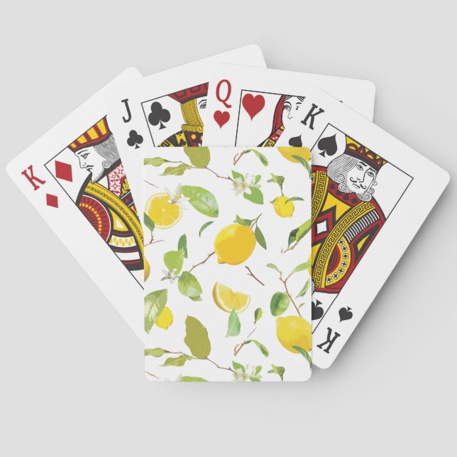 Watercolor Lemon & Leaves 2 Playing Cards (Back)