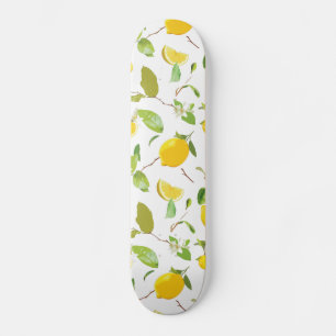 Watercolor Lemon & Leaves 2 Skateboard