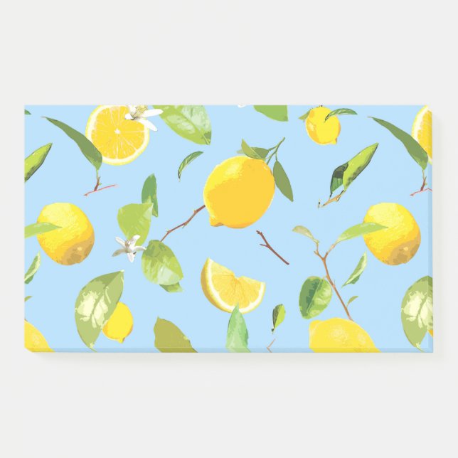 Watercolor Lemon & Leaves 3 Post-it Notes (Front)