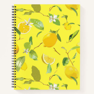 Watercolor Lemon & Leaves 4 Notebook