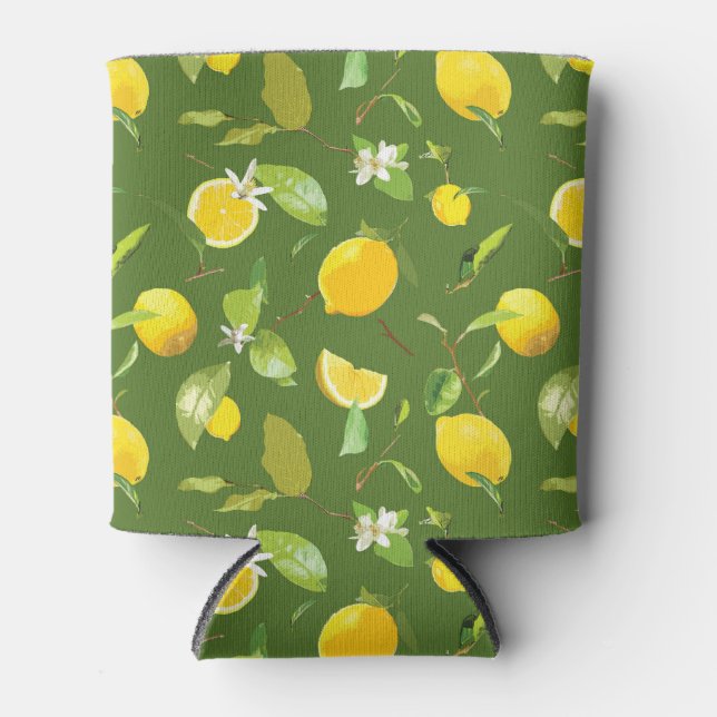 Watercolor Lemon & Leaves 5 Can Cooler (Front)