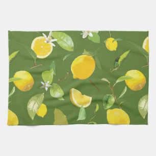 Watercolor Lemon & Leaves 5 Tea Towel