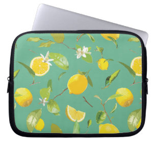 Watercolor Lemon & Leaves 8 Laptop Sleeve