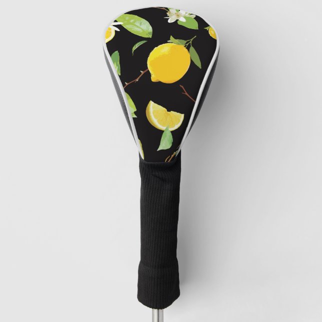 Watercolor Lemon & Leaves Golf Head Cover (Front)