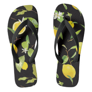 Watercolor Lemon & Leaves Jandals