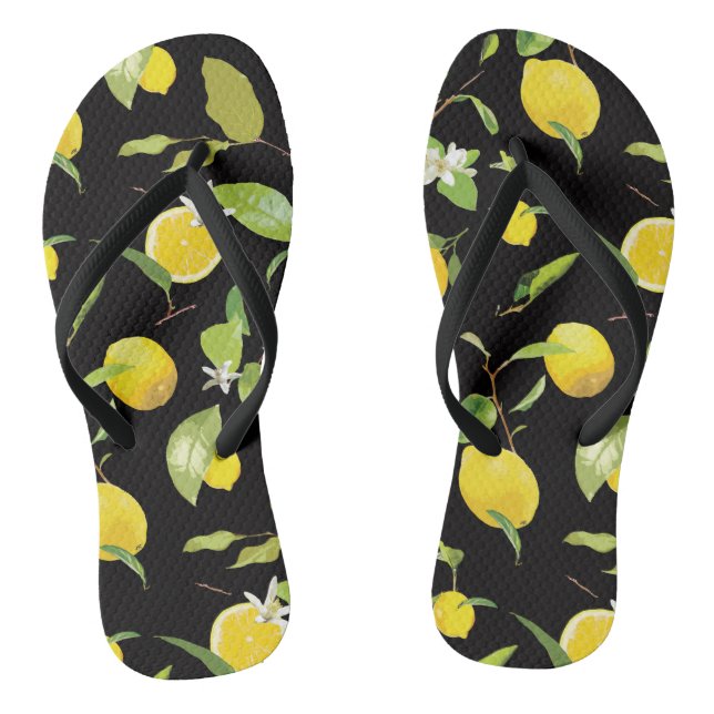 Watercolor Lemon & Leaves Jandals (Footbed)