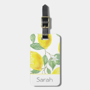 Watercolor Lemon Leaves Travel Holiday Luggage Tag