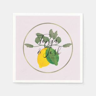 Watercolor Lemon Lime Limoncillo Faux Gold Wedding Napkin