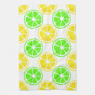 Watercolor Lemon Lime Slices Tea Towel