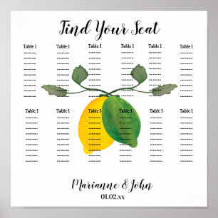 Watercolor Lemon Limoncillo Wedding Seating Chart