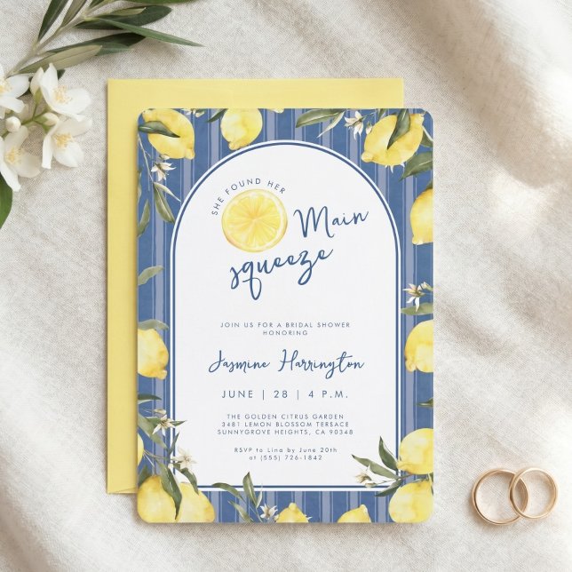 Watercolor Lemon Main Squeeze Bridal Shower Invitation (Creator Uploaded)