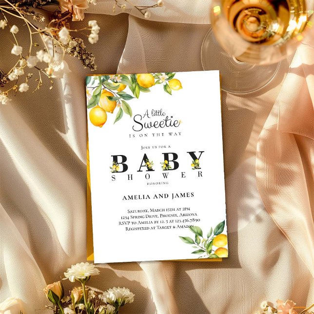 Watercolor Lemon Mediterranean Baby Shower Invitation (Creator Uploaded)