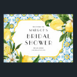 Watercolor Lemon Mediterranean Bridal Shower Poster<br><div class="desc">Welcome guests to your event with this customisable bridal shower welcome sign. It features watercolor illustrations of lemons,  lemon blossoms and Mediterranean tile pattern. Personalise by adding names,  date,  time and other details. This lemon bridal shower welcome sign is perfect for summer weddings and Mediterranean theme bridal showers.</div>